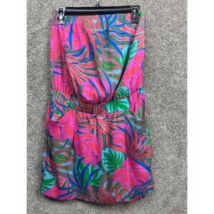 Collective Concepts Women's Small~Strapless (Bandaue) Dress~Pink‎ Floral~Pockets